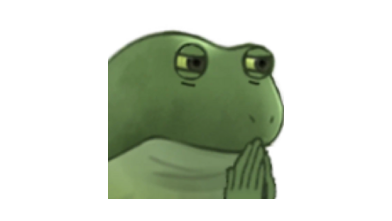 Worried frog thinking — work in progress